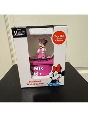 NWT Disney Minnie Mouse "Congrats Grad" Pink Musical Waterglobe.  Any Year.